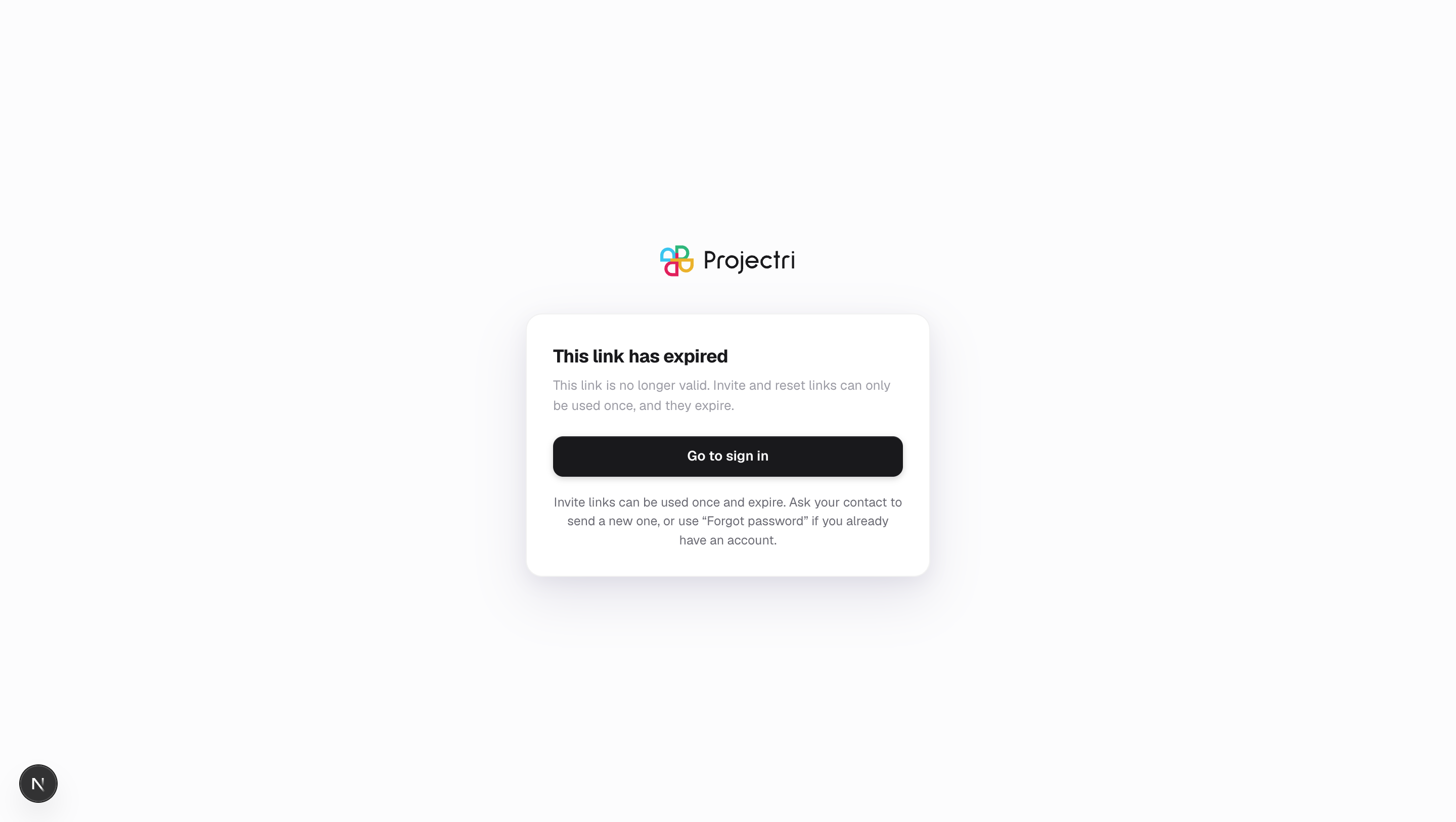 A screenshot of Setting your password in Projectri
