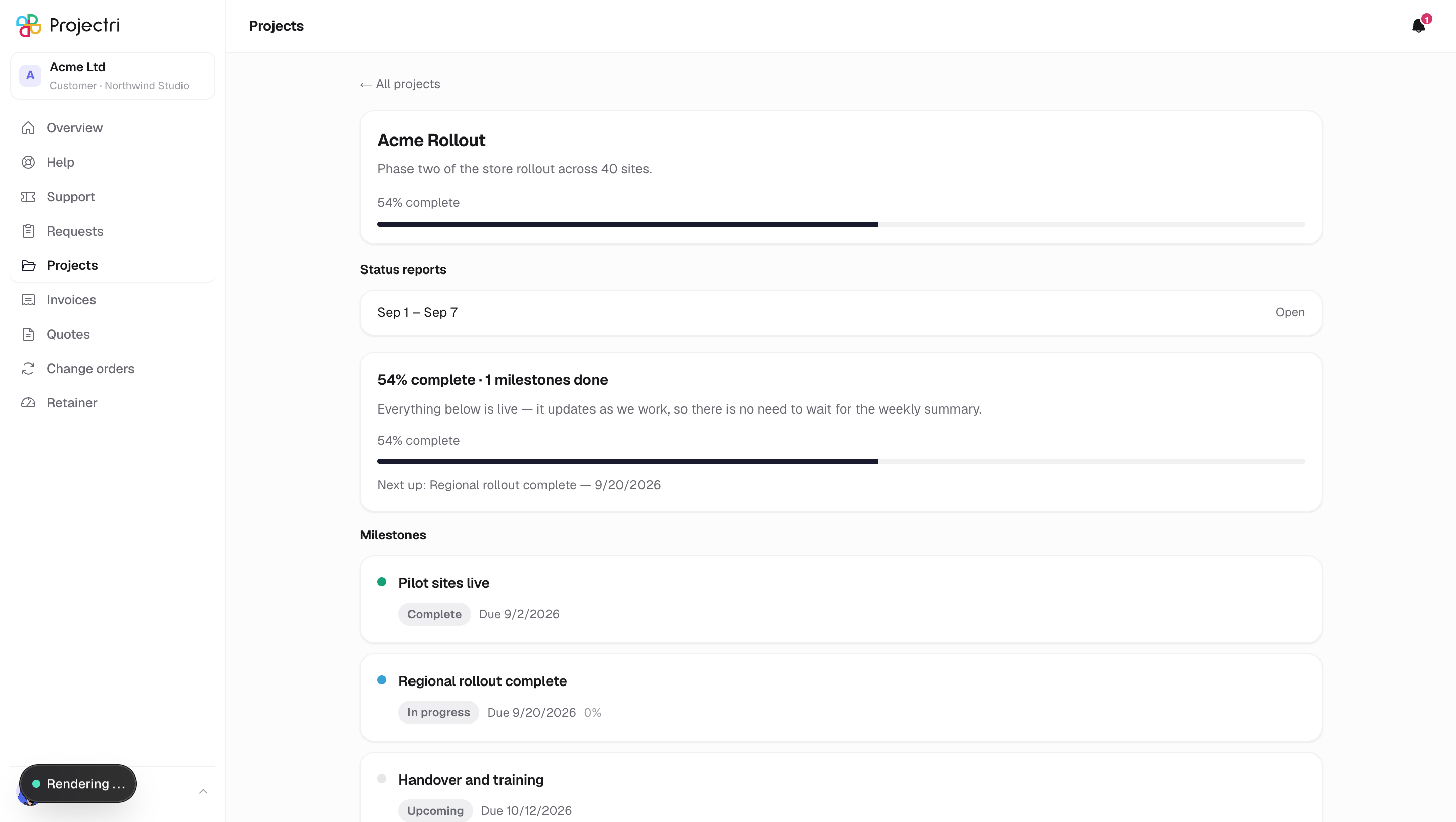 A screenshot of A project in Projectri