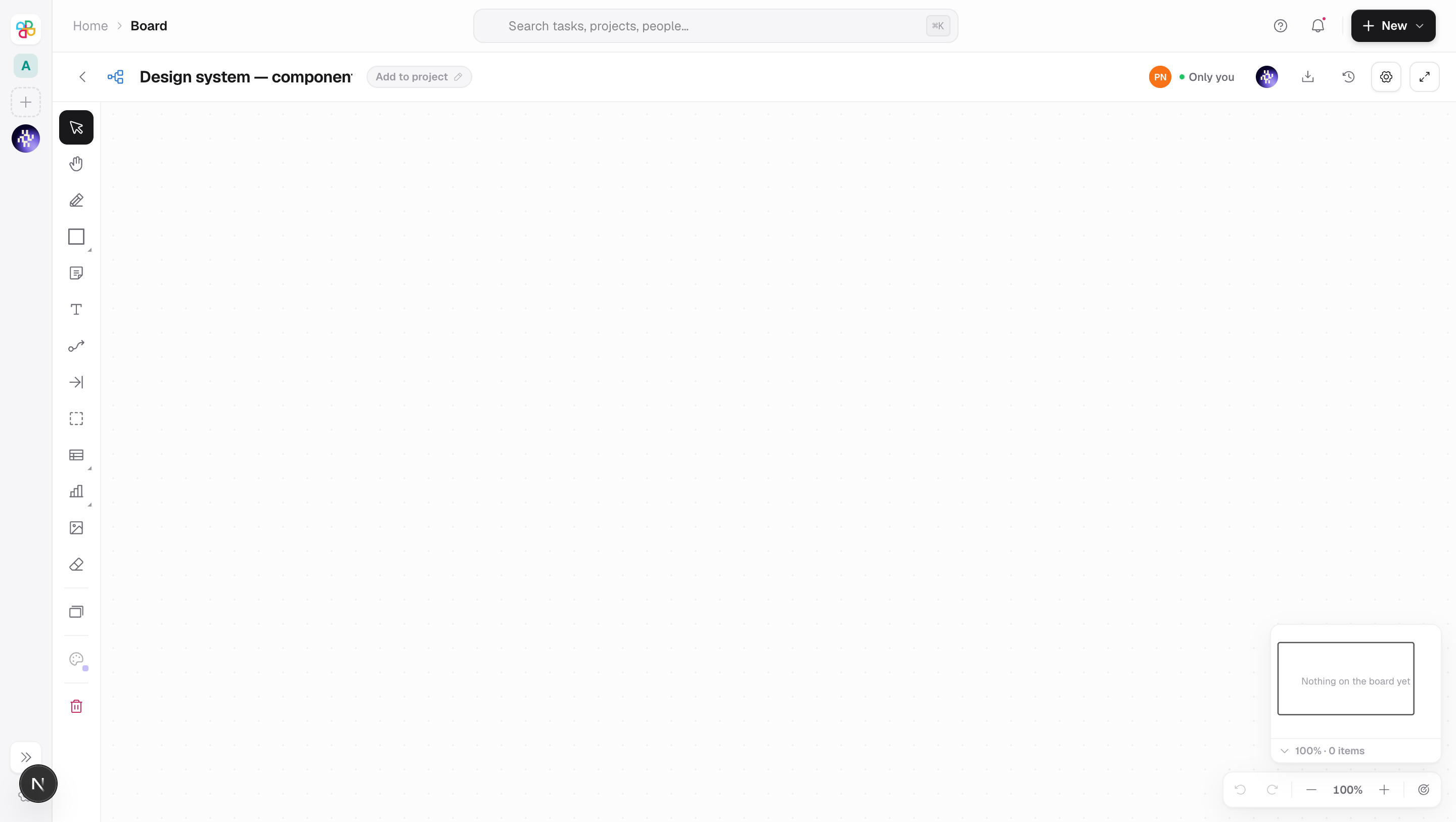 A screenshot of Using a board in Projectri