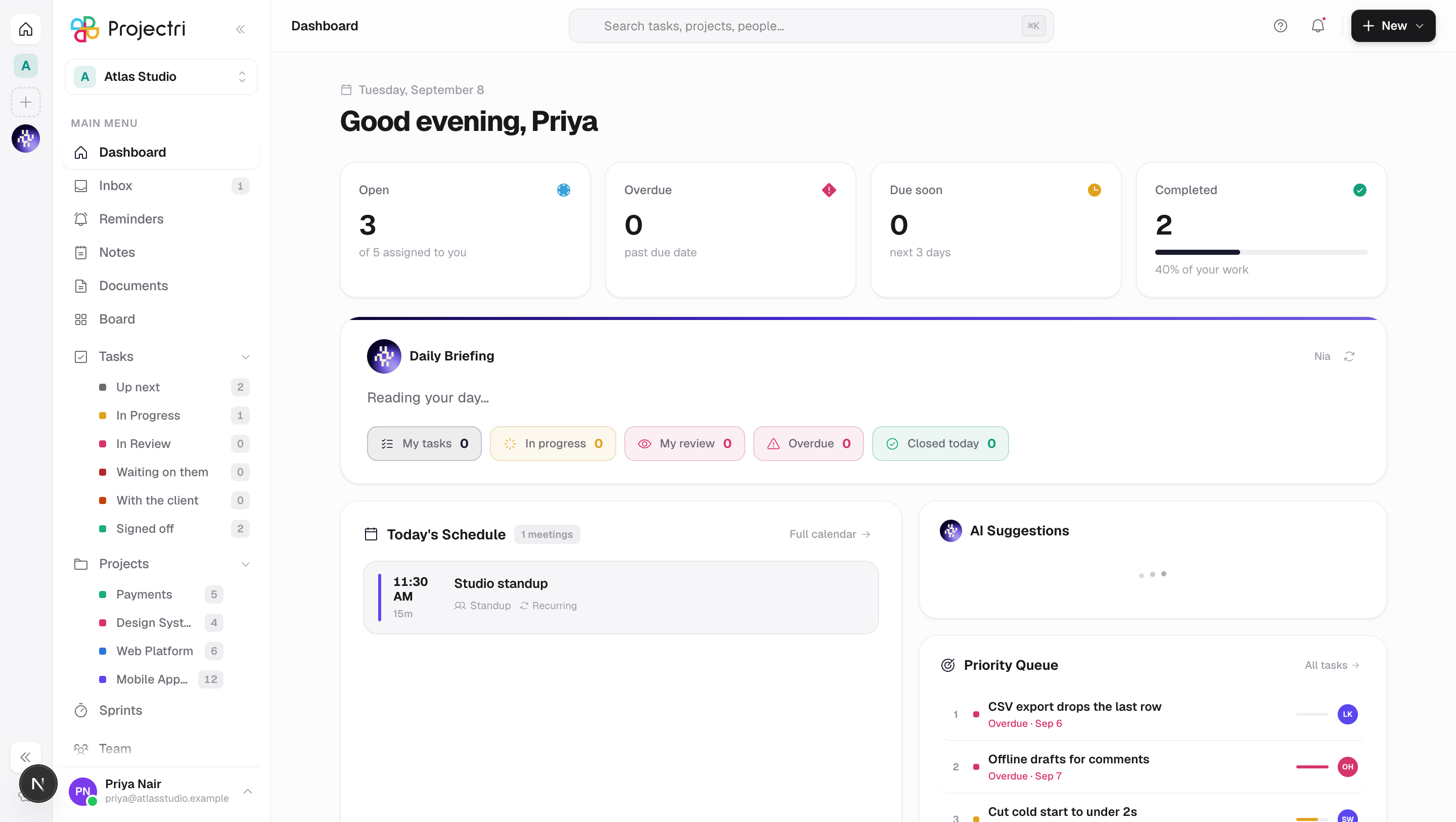 A screenshot of Your first week in Projectri