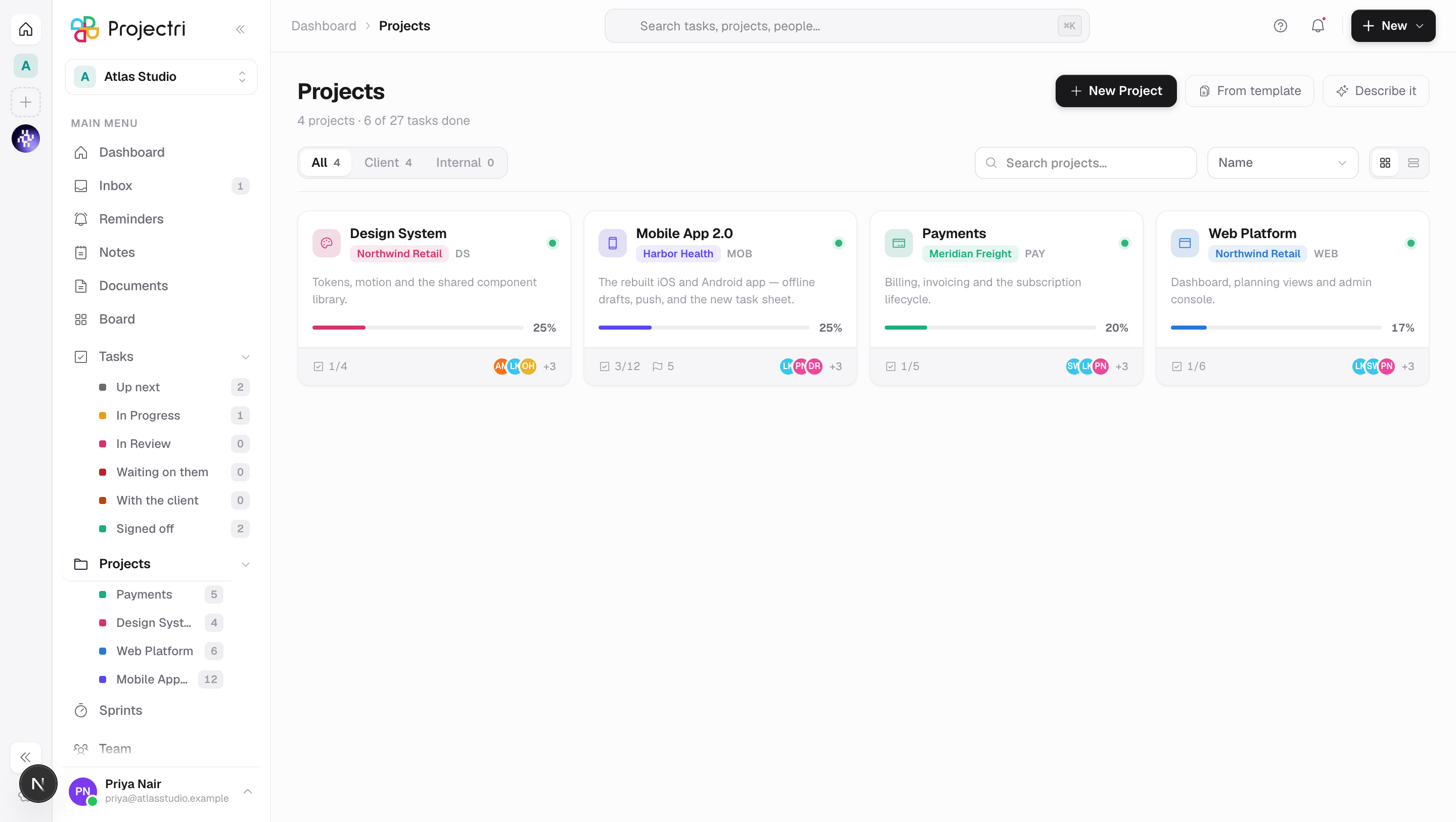A screenshot of Core concepts in Projectri